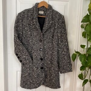 Alpaca Wool Tweed Pea Coat Business Casual Preppy Lightweight Spring Fall Winter